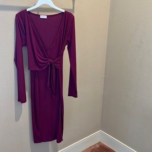 Pink lily small fitted deep red dress never worn